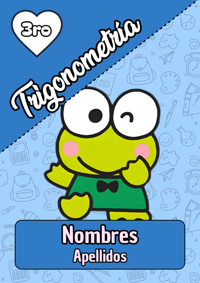 Portada de Keroppi de Trigonometría Editable para Imprimir Gratis