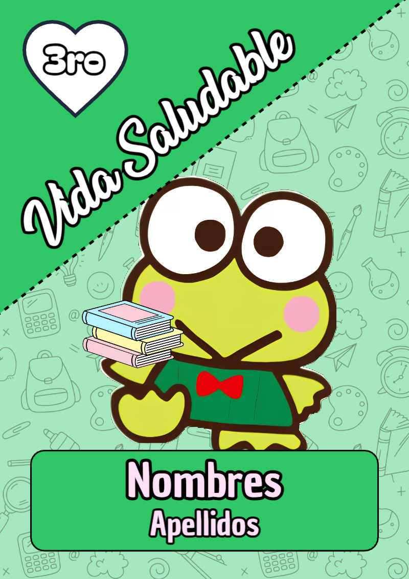 Portada de Keroppi de Vida Saludable para cuaderno decorativa y bonita - disponible para descarga gratuita
