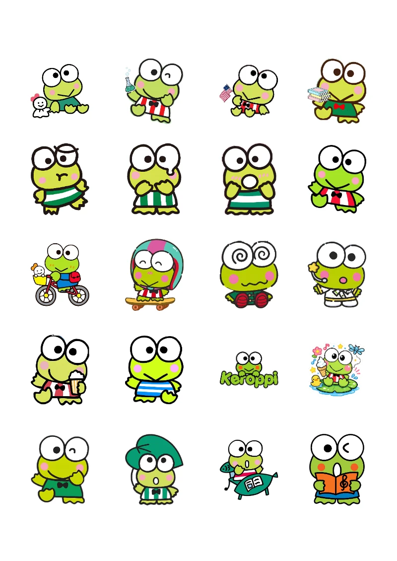 Stickers de Keroppi Editables para Imprimir Gratis (Diseño 1) para imprimir y recortar gratis - creación especial de Mini Canva