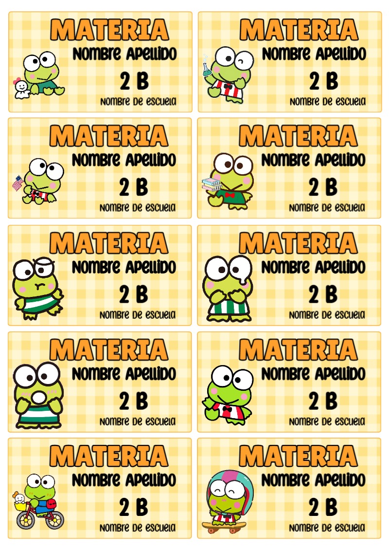 Etiquetas de Keroppi para primaria y preescolar - disponible para descarga gratuita