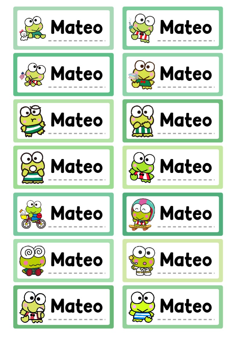 Etiquetas Escolares de Keroppi Bonitas para Imprimir Gratis
