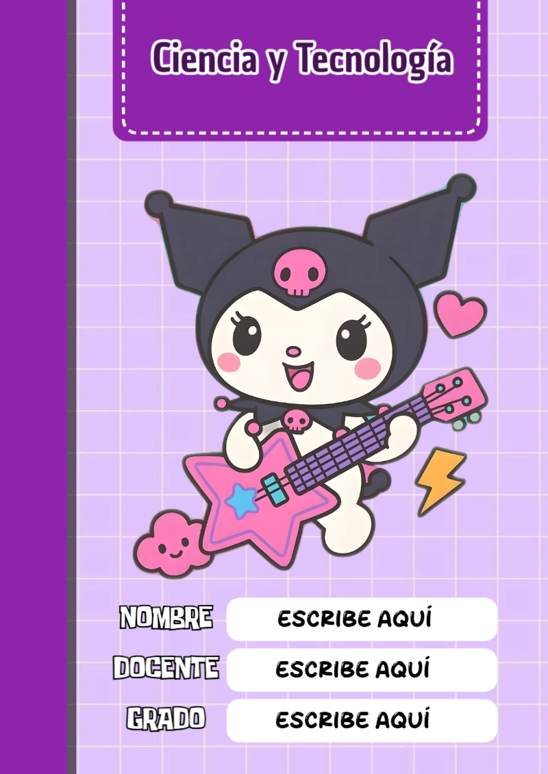 Portada de Kuromi Ciencia y Tecnología para cuaderno fácil de imprimir - para todas las edades y grados