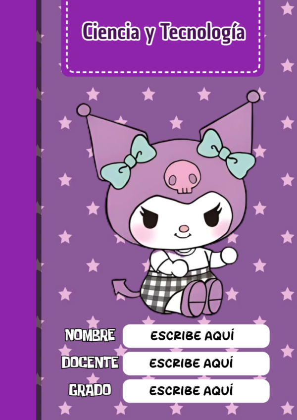 Portada de Kuromi Ciencia y Tecnología Editable para Imprimir Gratis