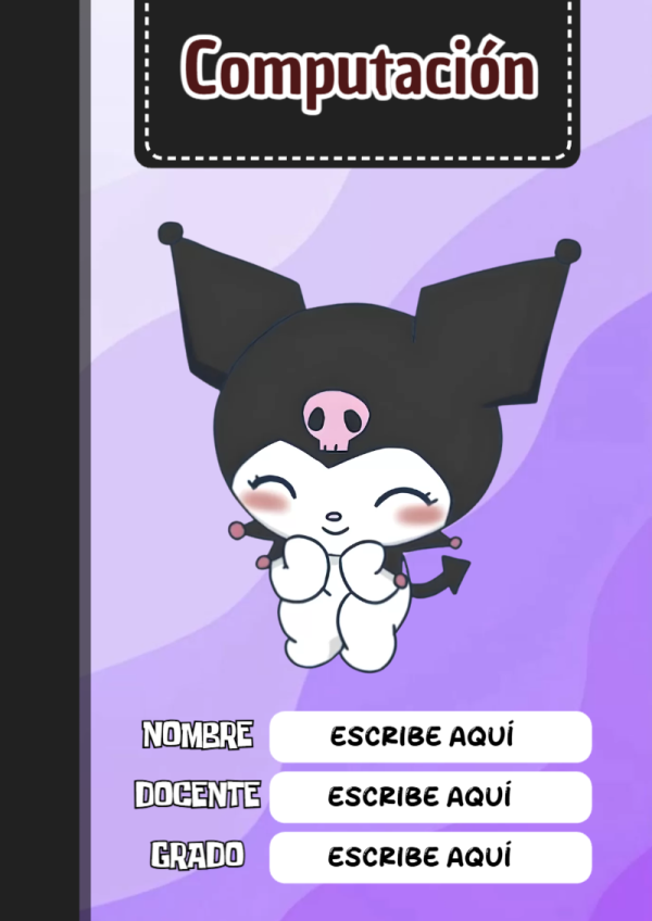 Portada de Kuromi Computación Editable para Imprimir Gratis