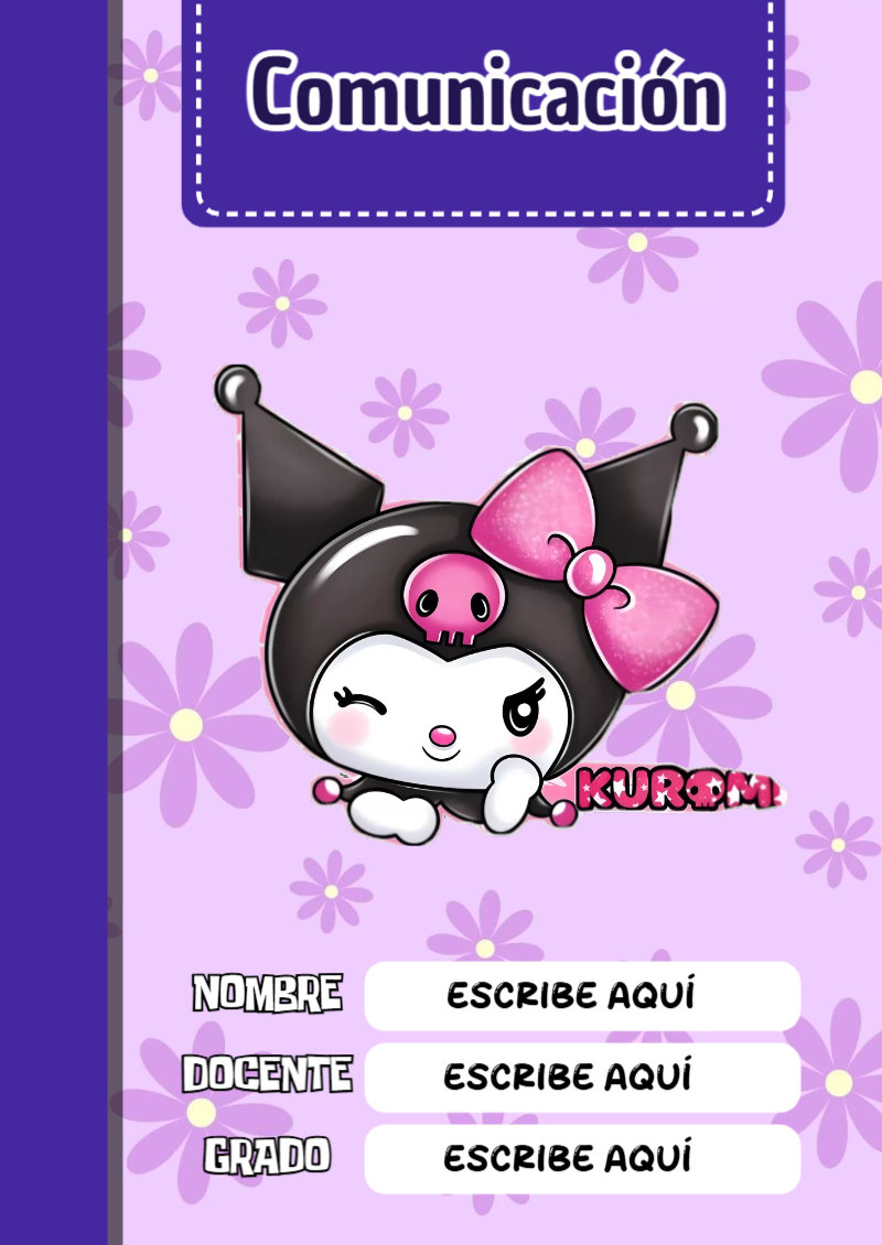 Portada de Kuromi Comunicación Editable para Imprimir Gratis