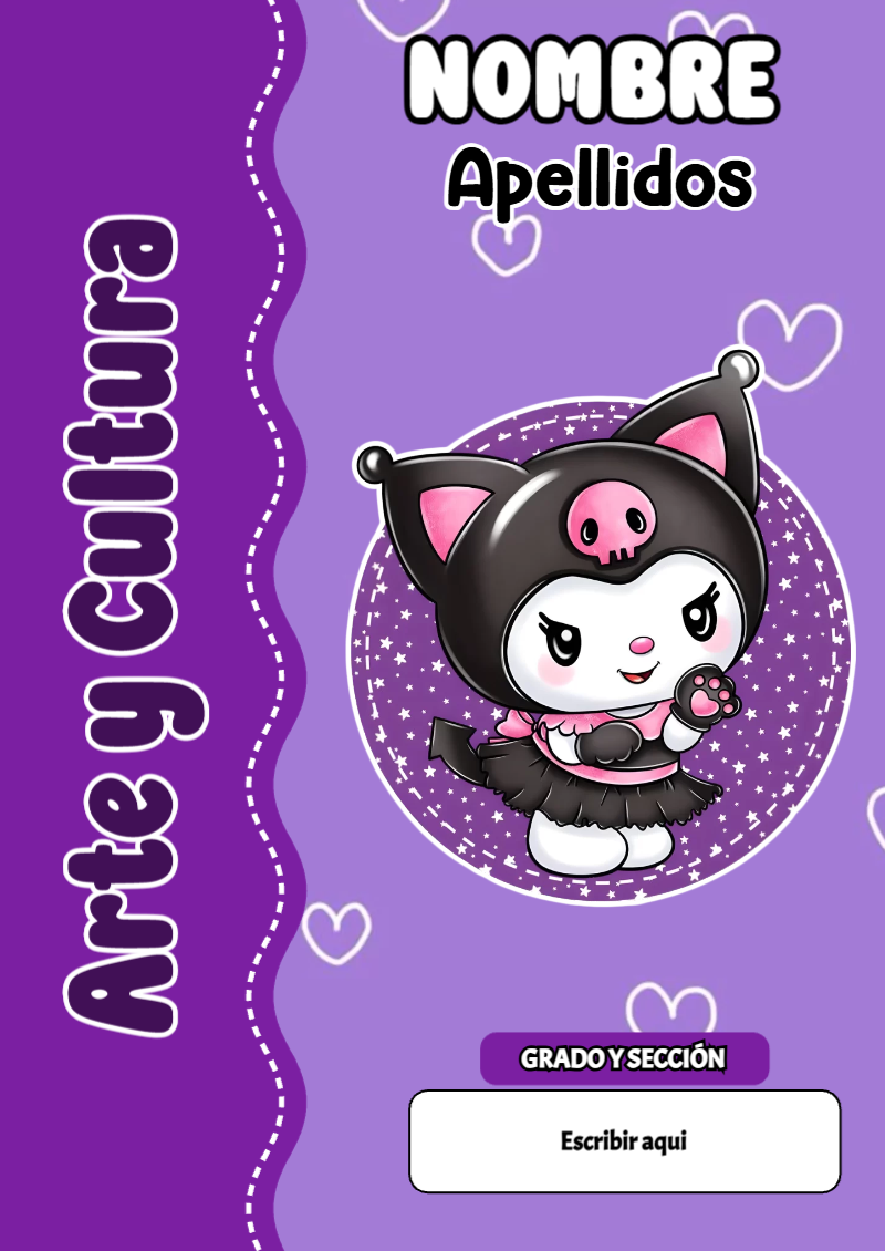 Portada de Kuromi de Arte y Cultura para cuaderno para estudiantes - disponible para descarga gratuita