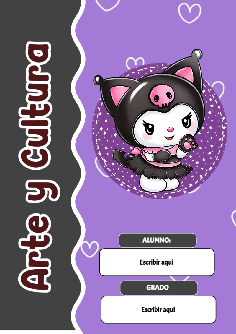 Portada de Kuromi de Arte y Cultura para cuaderno para primaria - estilo único para estudiantes