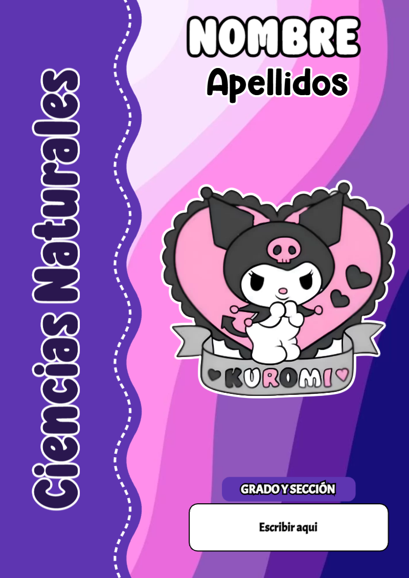Portada de Kuromi de Ciencias Naturales para cuaderno para estudiantes - disponible para descarga gratuita