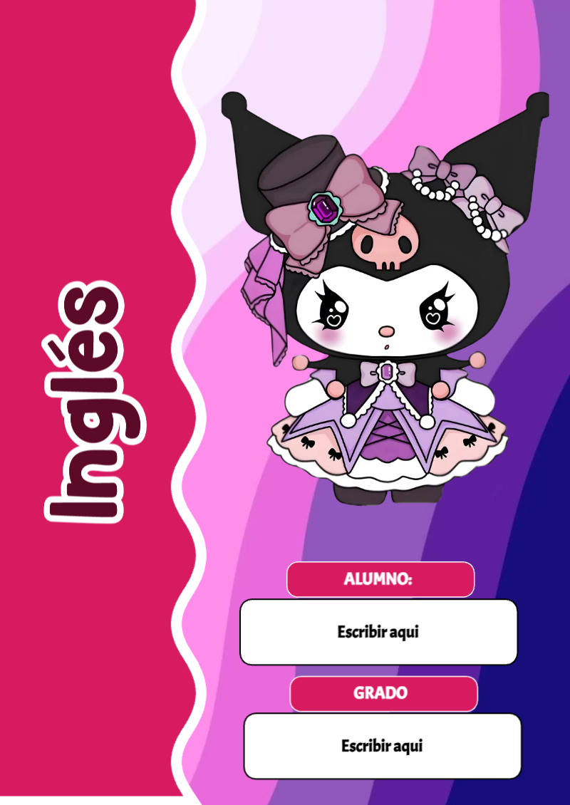 Portada de Kuromi de Inglés para cuaderno con estilo creativo - estilo único para estudiantes