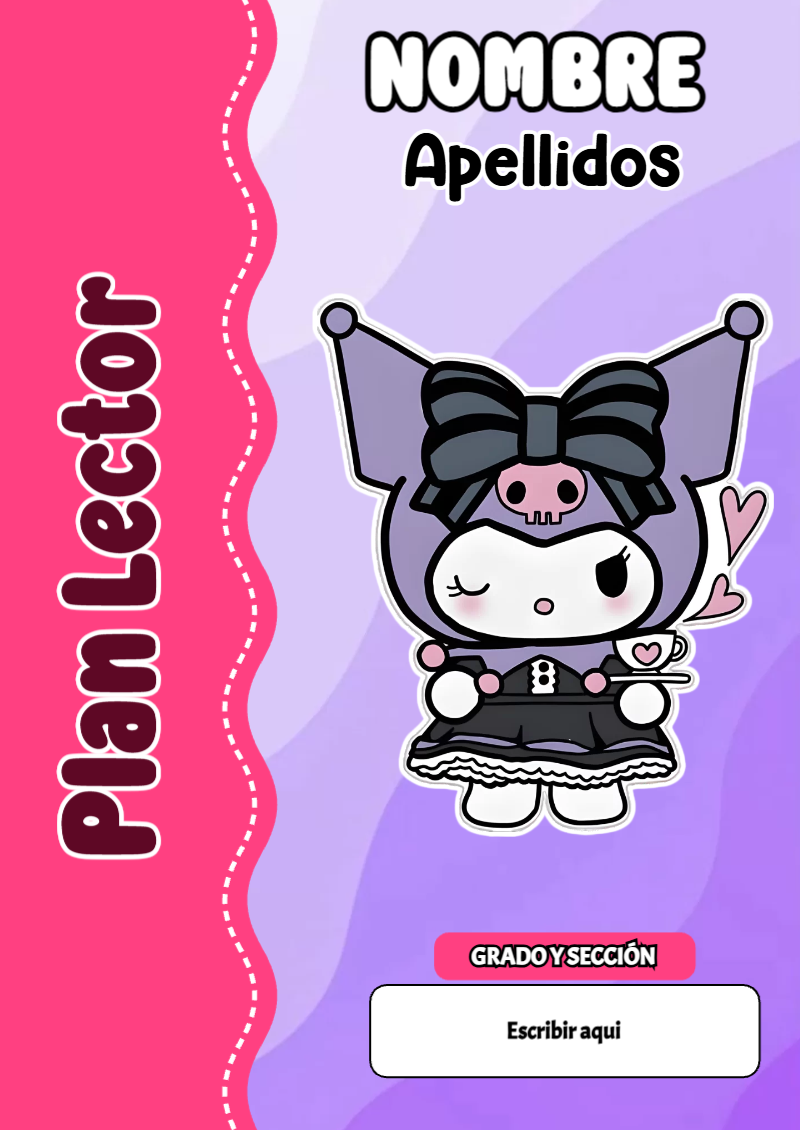 Portada de Kuromi de Plan Lector para cuaderno para estudiantes - formato digital listo para usar