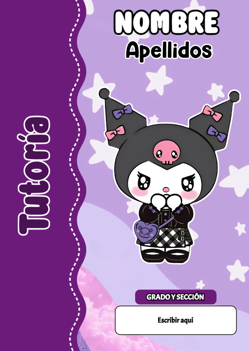 Portada de Kuromi de Tutoría para cuaderno colorida y creativa - para el regreso a clases