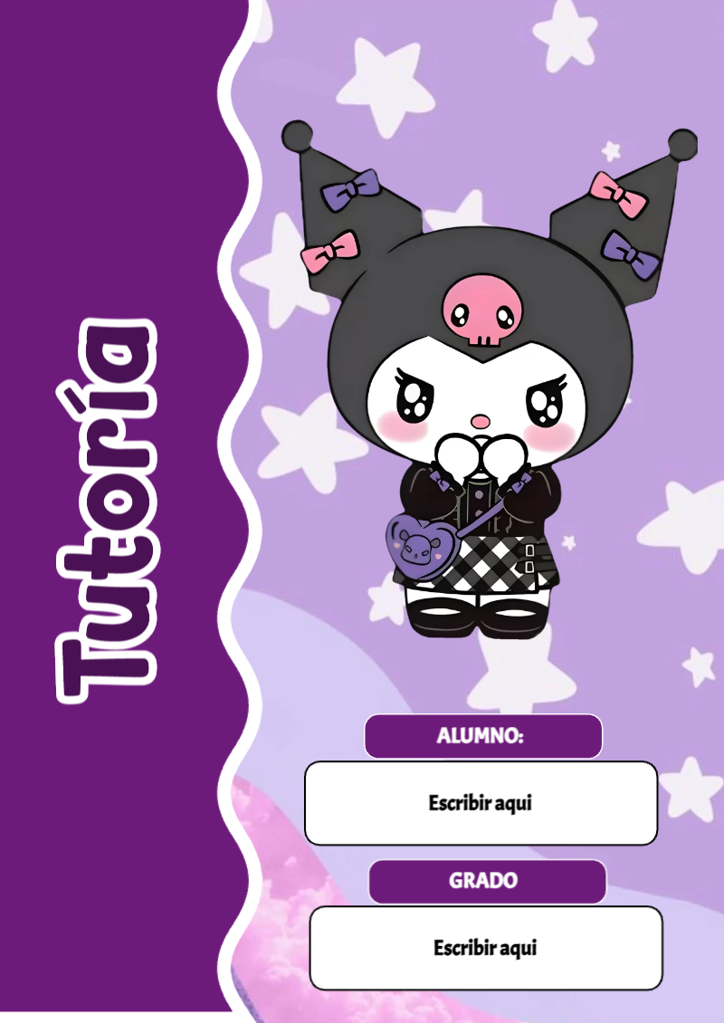 Portada de Kuromi de Tutoría para cuaderno llamativa y bonita - versión premium para imprimir