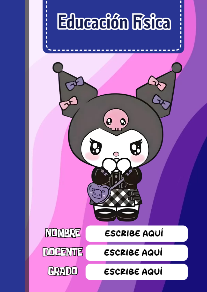 Portada de Kuromi Educación Física Editable para Imprimir Gratis