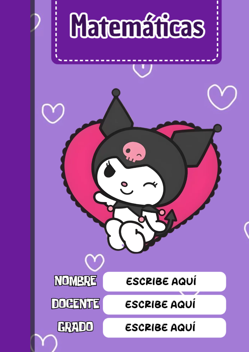Portada de Kuromi Matemáticas Editable para Imprimir Gratis