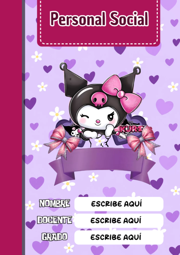 Portada de Kuromi Personal Social Editable para Imprimir Gratis