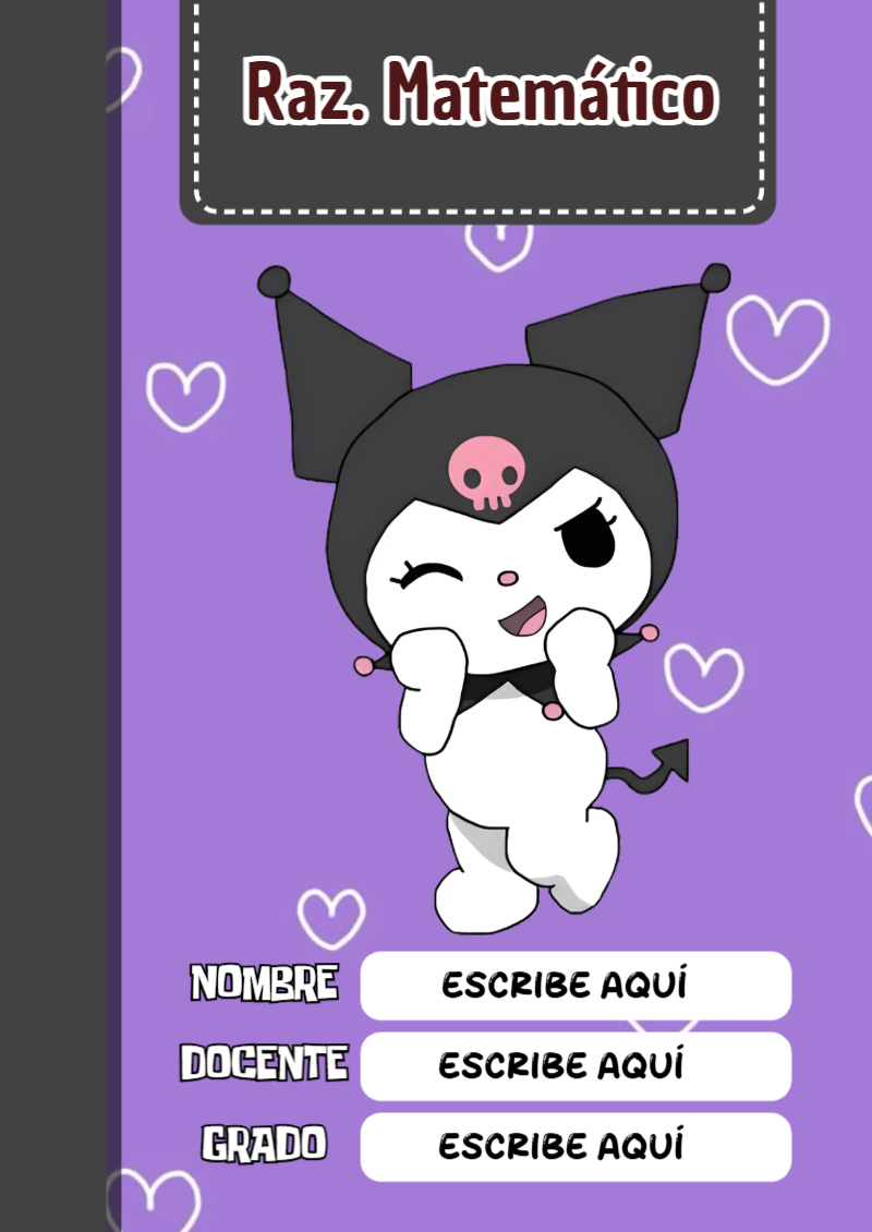 Portada de Kuromi Raz. Matemático Editable para Imprimir Gratis