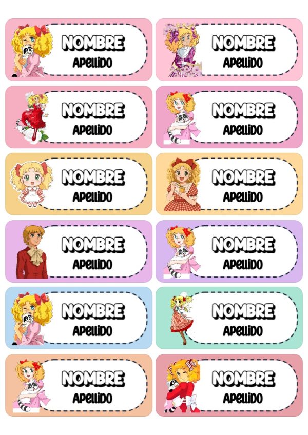 Etiquetas personalizadas de LA DULCE CANDY Escolares para imprimir en A4 - diseño exclusivo y original