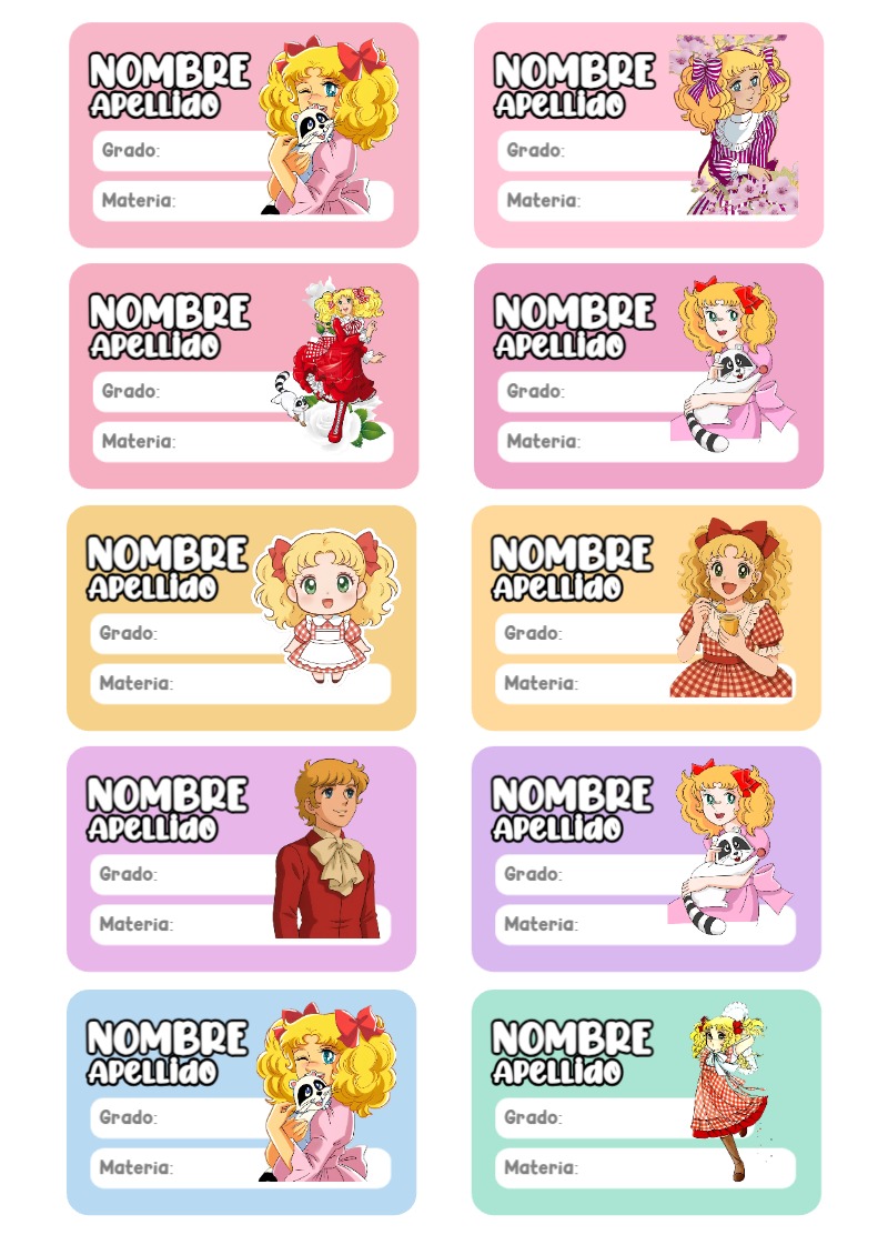 Etiquetas de LA DULCE CANDY Escolares Editables para Imprimir Gratis
