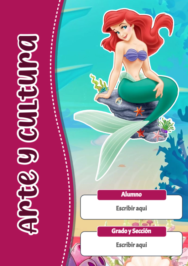 Portada de La Sirenita de Arte y Cultura para cuaderno decorativa y bonita - creación especial de Mini Canva