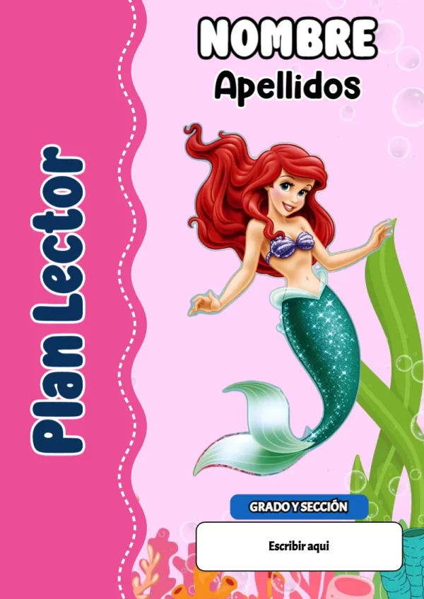 Portada de La Sirenita de Plan Lector para cuaderno para niños de primaria - para todas las edades y grados