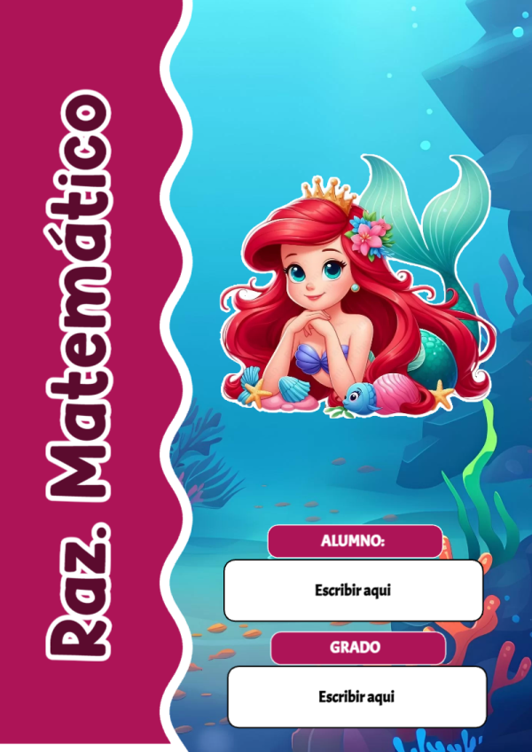 Portada de La Sirenita de Raz. Matemático para cuaderno con diseño escolar - para todas las edades y grados