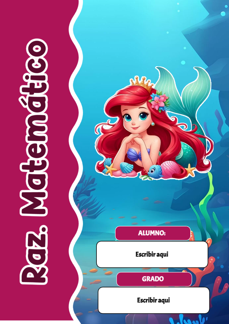 Portada de La Sirenita de Raz. Matemático para cuaderno con diseño escolar - para todas las edades y grados