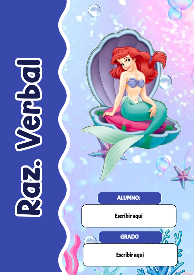 Portada de La Sirenita de Raz. Verbal para cuaderno ideal para niños - para personalizar tus materias