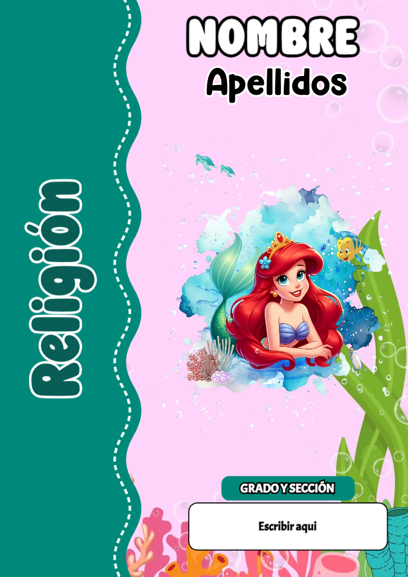 Portada de La Sirenita de Religión Editable para Imprimir Gratis