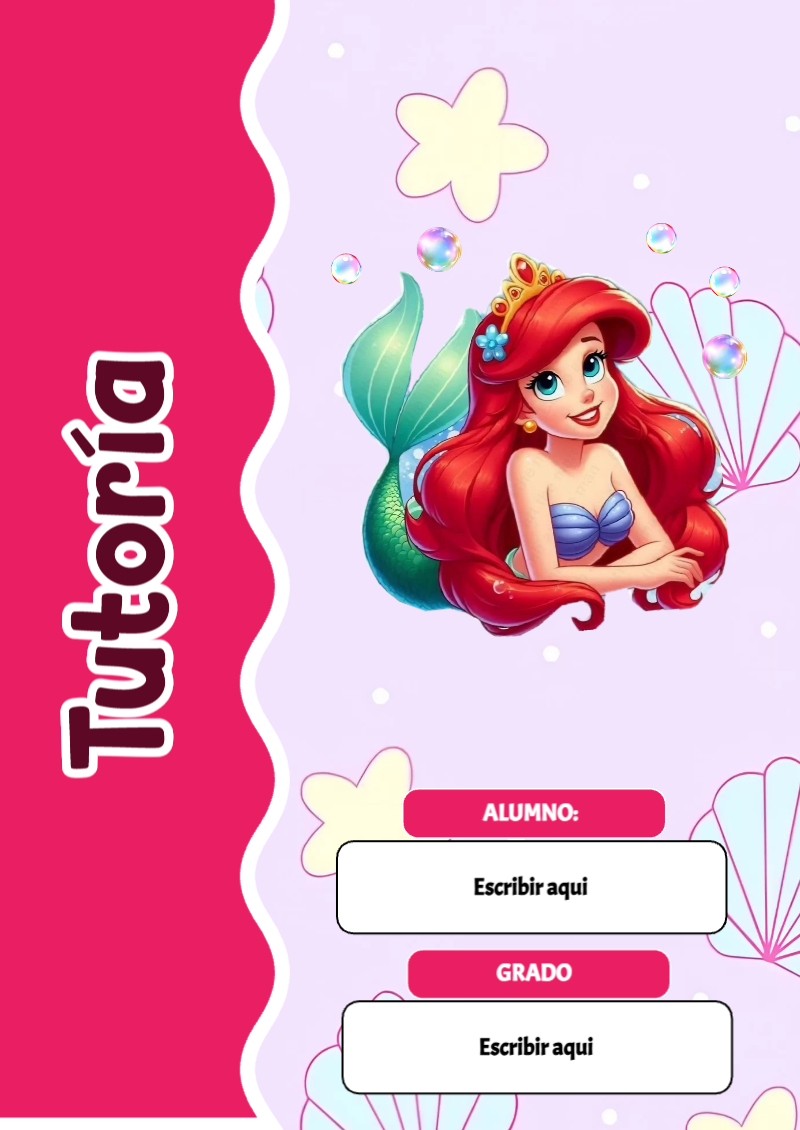 Portada de La Sirenita de Tutoría Editable para Imprimir Gratis