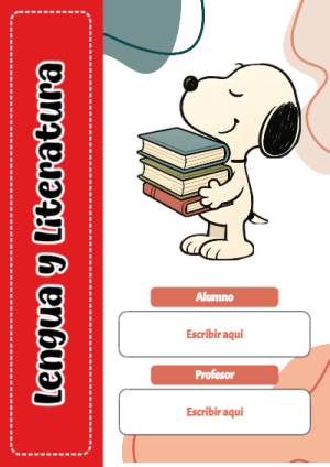 Portada de Lengua y Literatura para cuaderno bonita para imprimir - formato digital listo para usar