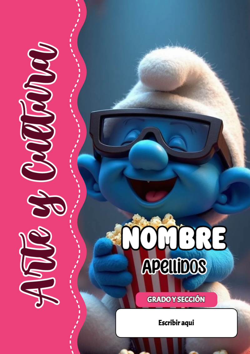 Portada de Los Pitufos de Arte y Cultura para cuaderno en tamaño A4 - para personalizar tus materias