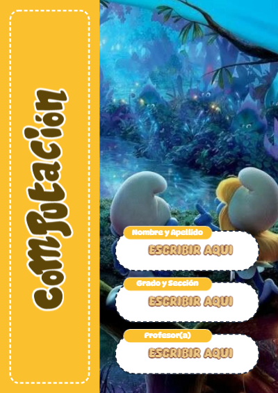 Portada de Los Pitufos de Computación para cuaderno bonita para imprimir - diseño exclusivo y original