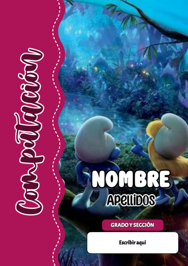 Portada de Los Pitufos de Computación para cuaderno llamativa y bonita - ideal para cuadernos de espiral