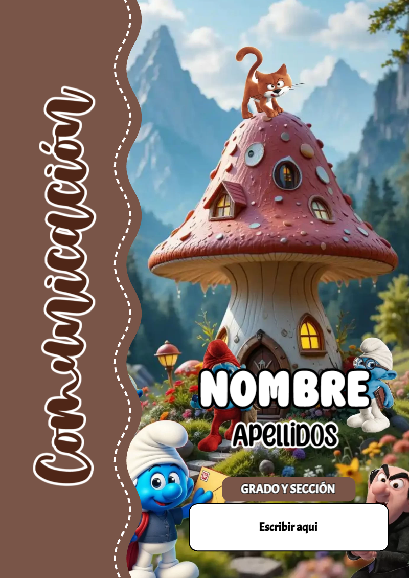 Portada de Los Pitufos de Comunicación para cuaderno ideal para niños - estilo único para estudiantes