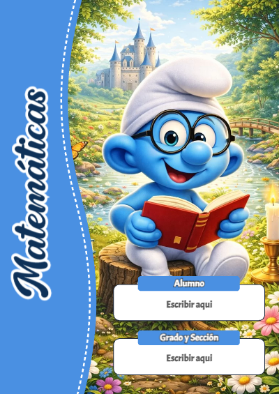 Portada de Los Pitufos de Matemáticas para cuaderno para niños de primaria - creación especial de Mini Canva