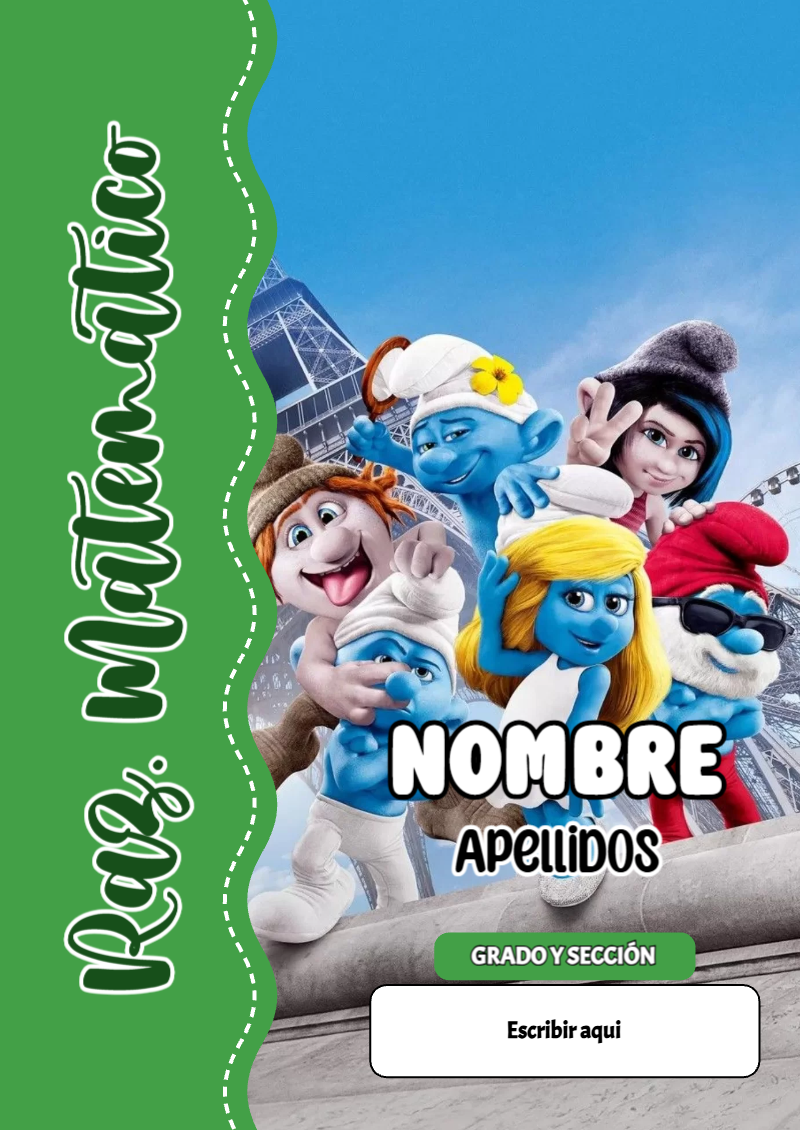 Portada de Los Pitufos de Raz. Matemático para cuaderno fácil de imprimir - perfecto para organizar tus apuntes