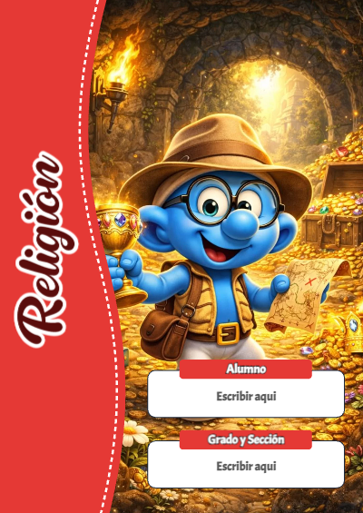 Portada de Los Pitufos de Religión para cuaderno para estudiantes - perfecto para organizar tus apuntes