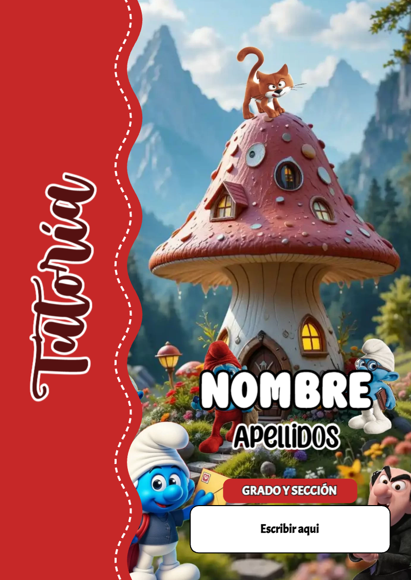 Portada de Los Pitufos de Tutoría para cuaderno con estilo creativo - disponible para descarga gratuita