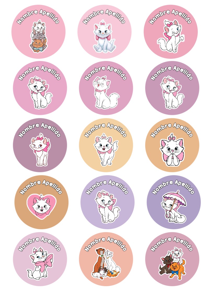 Etiquetas personalizadas de Marie para imprimir en A4 - disponible para descarga gratuita