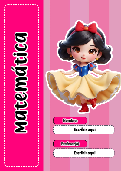 Portada de matematica con princesas de disney Editable para Imprimir Gratis