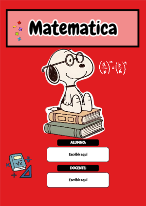 Portada de MATEMATICA para cuaderno con diseño escolar - ideal para cuadernos de espiral