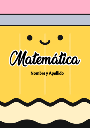 Portada de Matemática para cuaderno con diseño bonito - para el regreso a clases