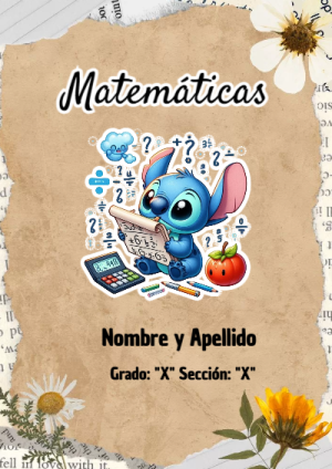 Portada de Matematicas con Stitch para cuaderno para niños de primaria - versión premium para imprimir