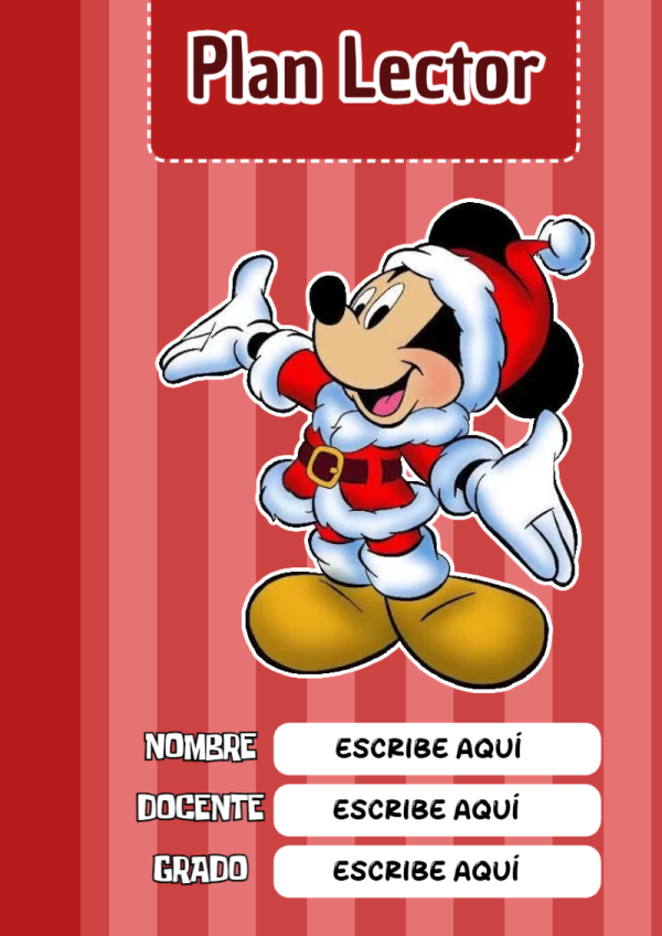 Portada de Mickey Mouse de Plan Lector para cuaderno lista para imprimir en A4 - perfecto para organizar tus apuntes