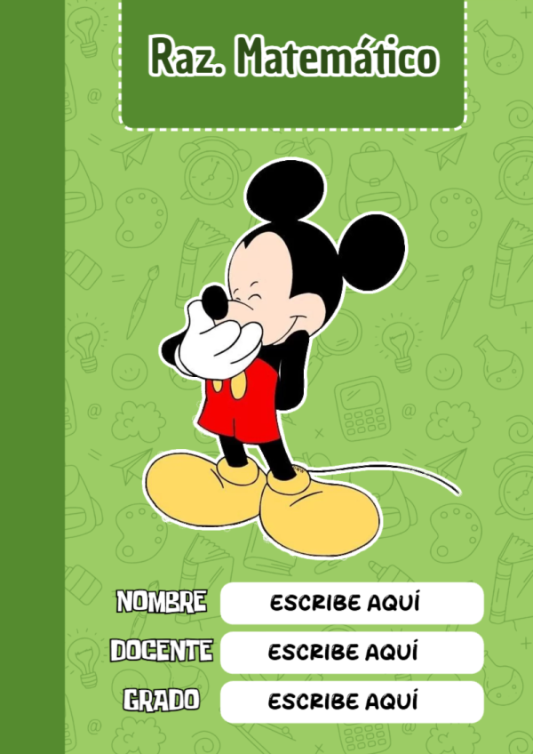Portada de Mickey Mouse de Raz. Matemático para cuaderno con diseño bonito - versión premium para imprimir