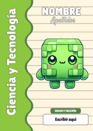 Portada de Minecraft de Ciencia y Tecnología para cuaderno en tamaño A4 - con colores vivos y llamativos