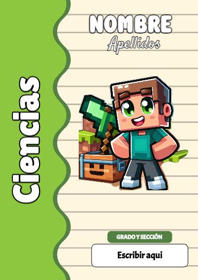 Portada de Minecraft de Ciencias Editable para Imprimir Gratis