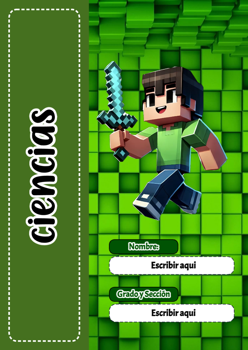 Portada de Minecraft de Ciencias para cuaderno para clases - versión premium para imprimir