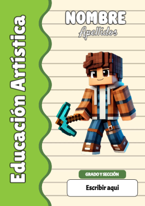Portada de Minecraft de Educación Artística para cuaderno con estilo creativo - ideal para cuadernos de espiral
