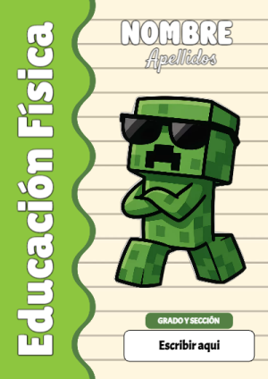 Portada de Minecraft de Educación Física para cuaderno ideal para niños - para el regreso a clases